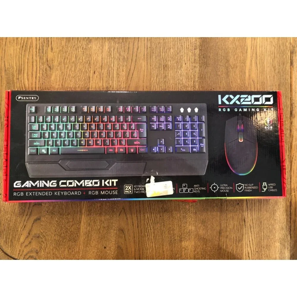 Sentry KX200 RGB Gaming Combo Kit - Keyboard & Mouse Gamers LED Rainbow Keyboard